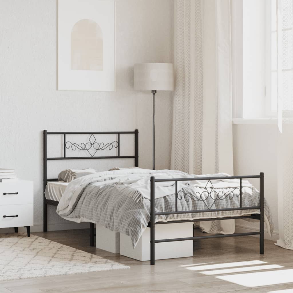 Bed Frame | Black | Steel | 80x200 cm | Bed Frame | Rectangular | Modern