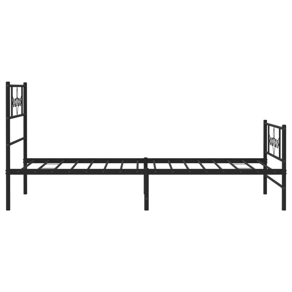 vidaXL Metal Bed Frame without Mattress with Footboard Black 90x190cm