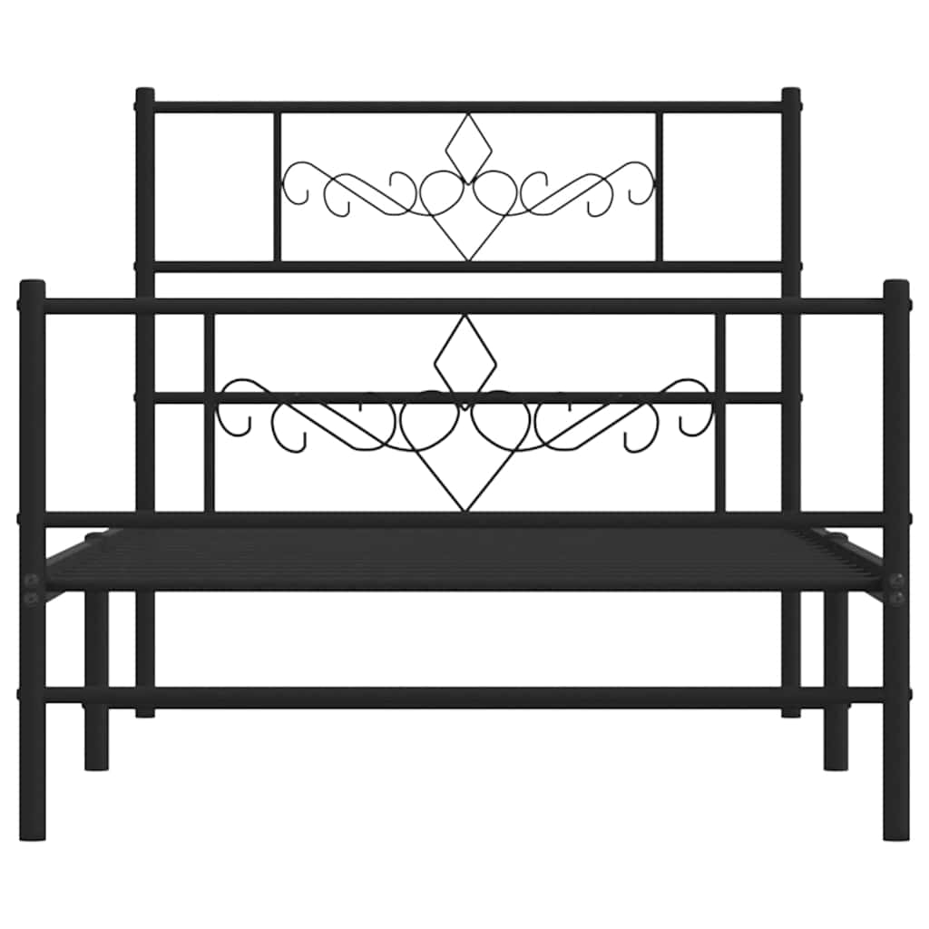 Bed Frame | Black | Powder-Coated Steel | Single | Rectangular | Modern