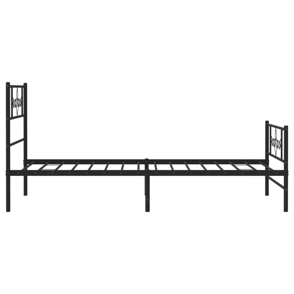 Metal Bed Frame without Mattress with Footboard Black 107x203cm