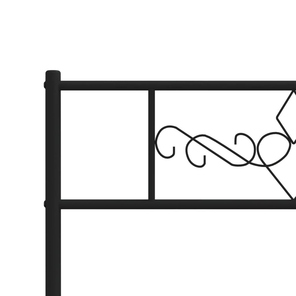 Metal Bed Frame without Mattress with Footboard Black 107x203cm