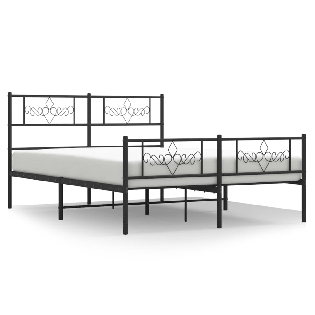 vidaXL Metal Bed Frame without Mattress with Footboard Black 120x200cm