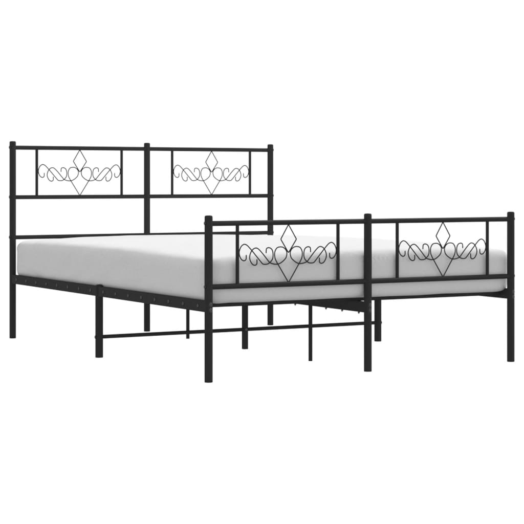 vidaXL Metal Bed Frame without Mattress with Footboard Black 120x200cm