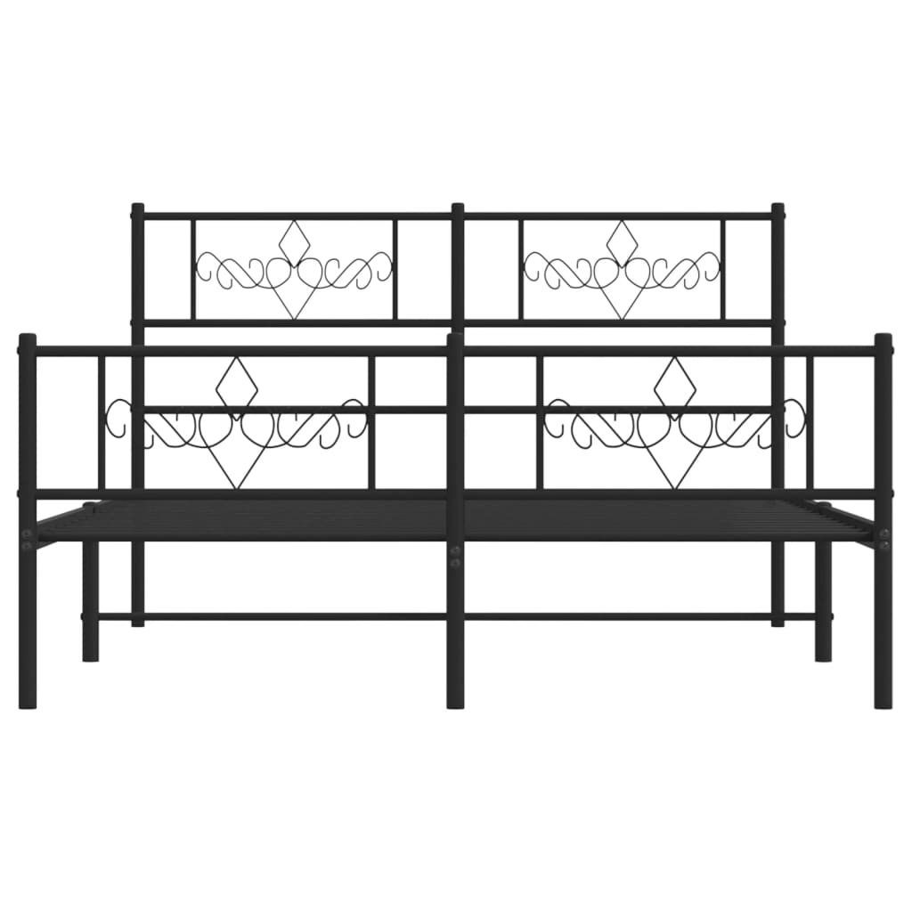 vidaXL Metal Bed Frame without Mattress with Footboard Black 120x200cm