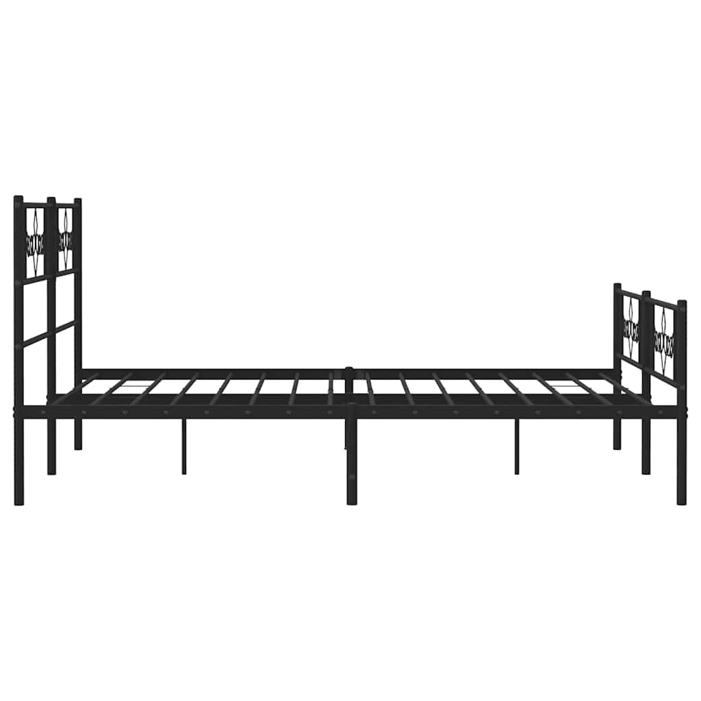Metal Bed Frame without Mattress with Footboard Black 135x190cm