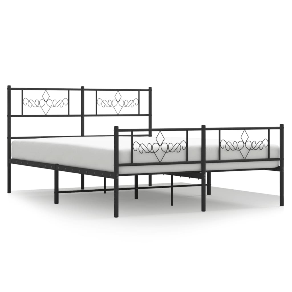 vidaXL Metal Bed Frame without Mattress with Footboard Black 150x200cm