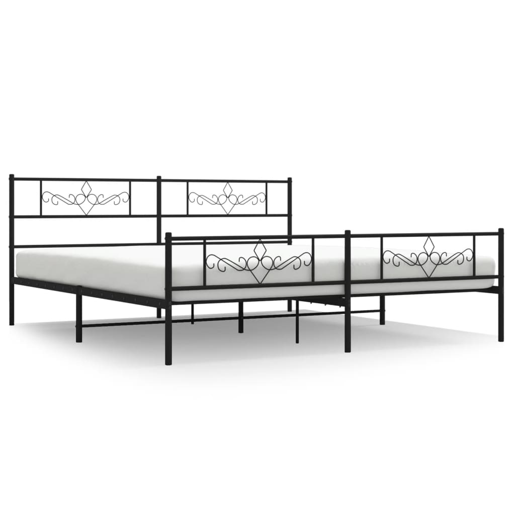 vidaXL Metal Bed Frame without Mattress with Footboard Black 183x213cm