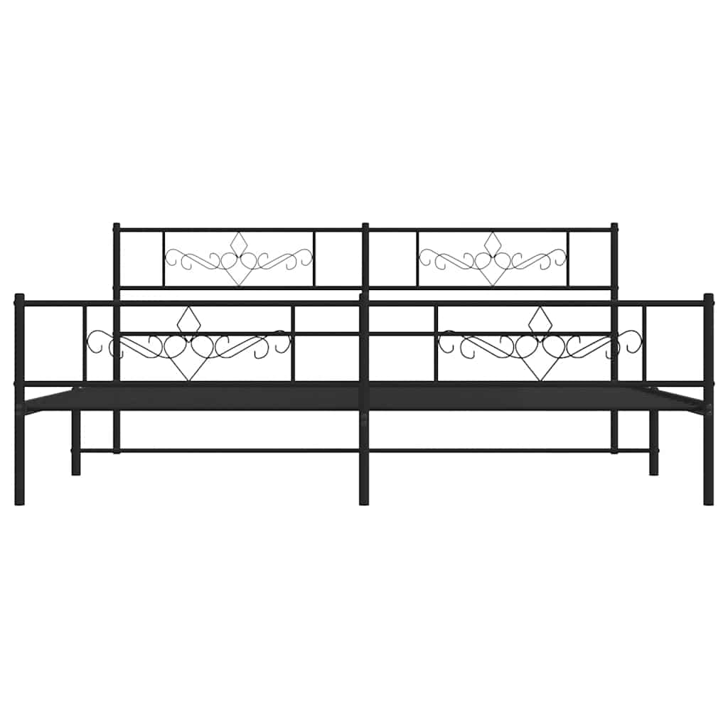 Metal Bed Frame without Mattress with Footboard Black 193x203cm