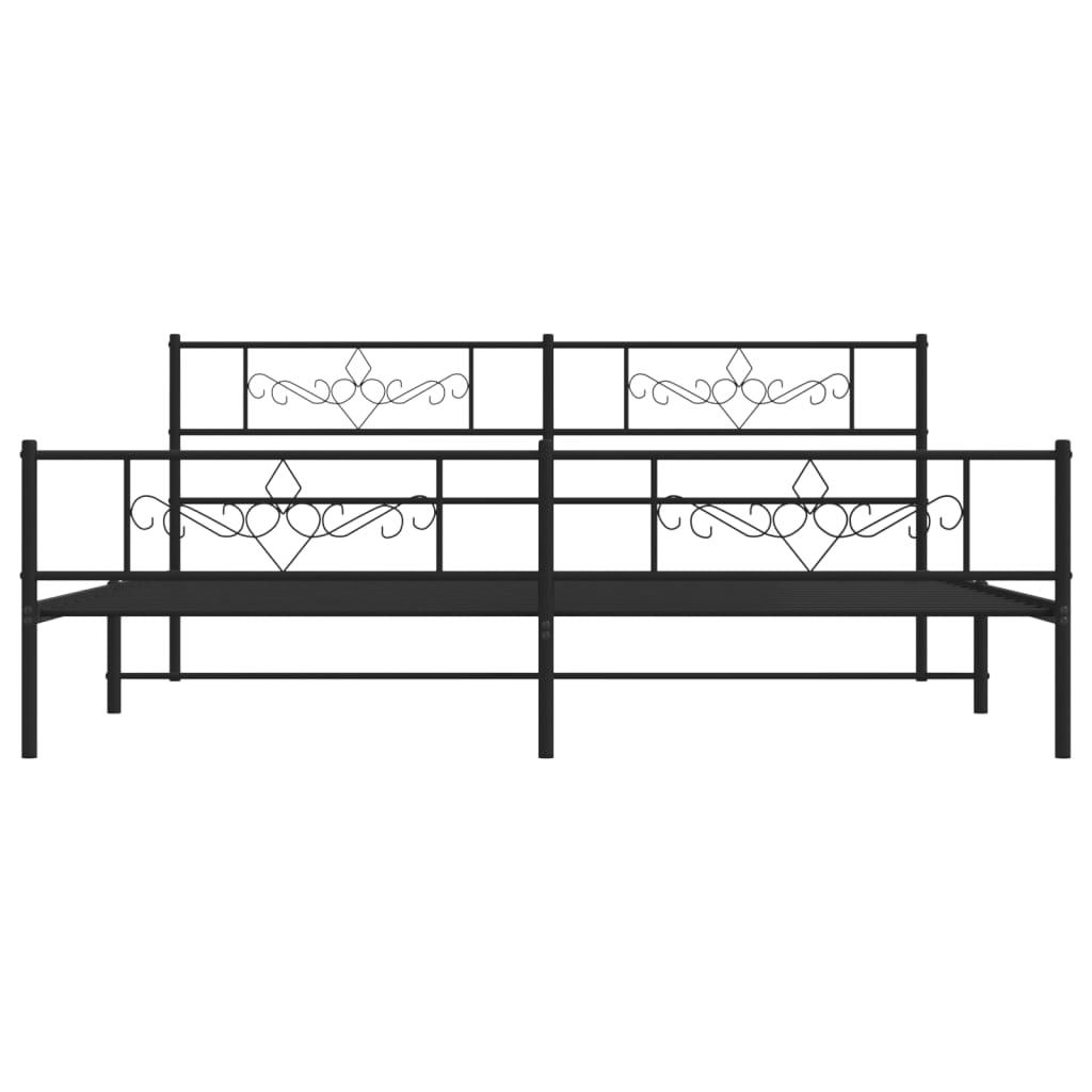 Metal Bed Frame without Mattress with Footboard Black 200x200cm