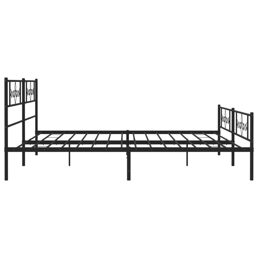 Metal Bed Frame without Mattress with Footboard Black 200x200cm