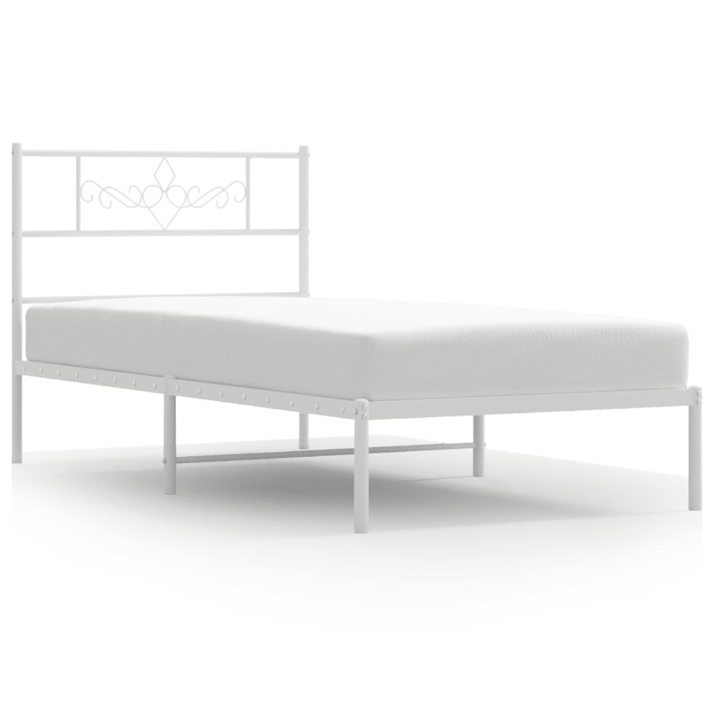 vidaXL Metal Bed Frame without Mattress with Headboard White 80x200cm