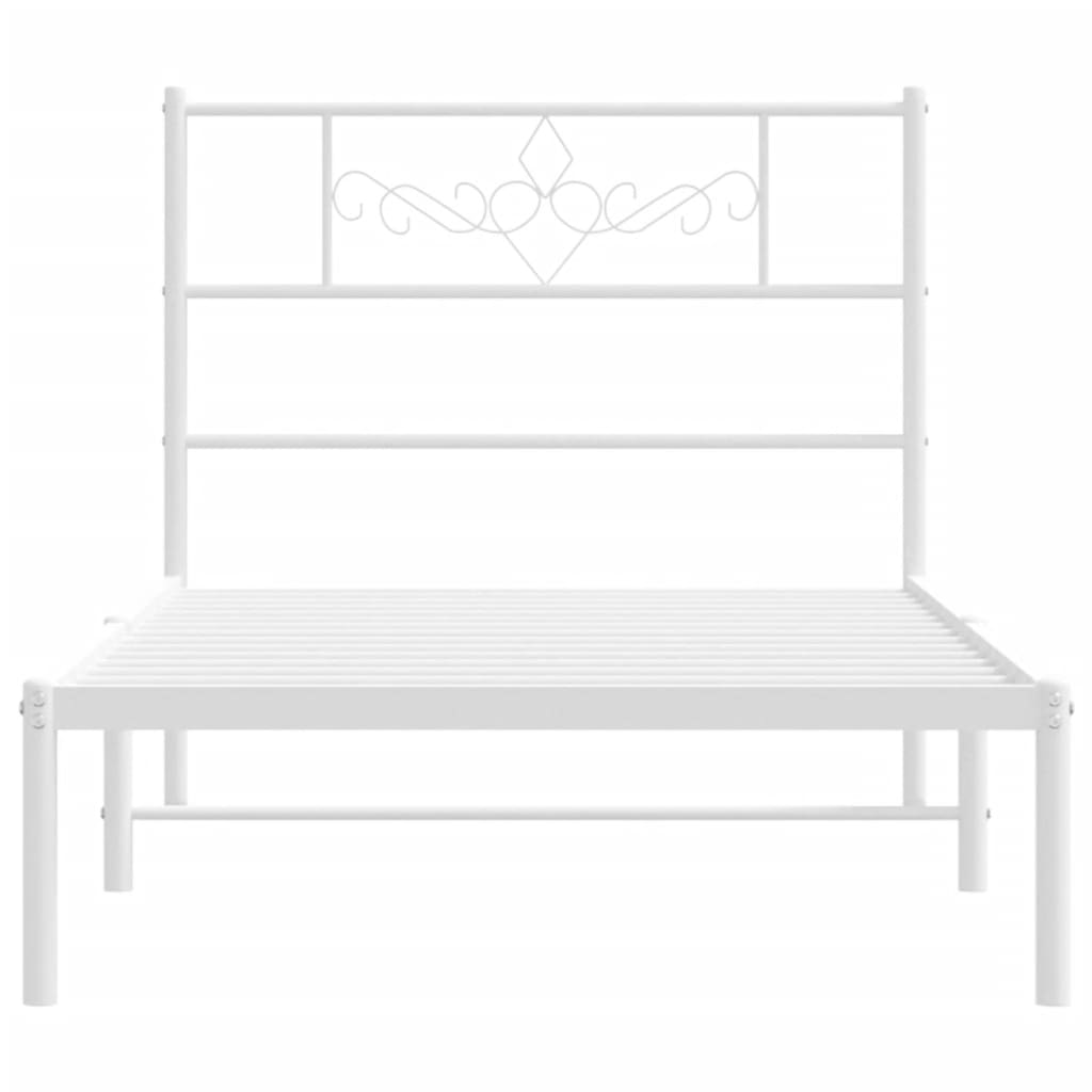 vidaXL Metal Bed Frame without Mattress with Headboard White 80x200cm