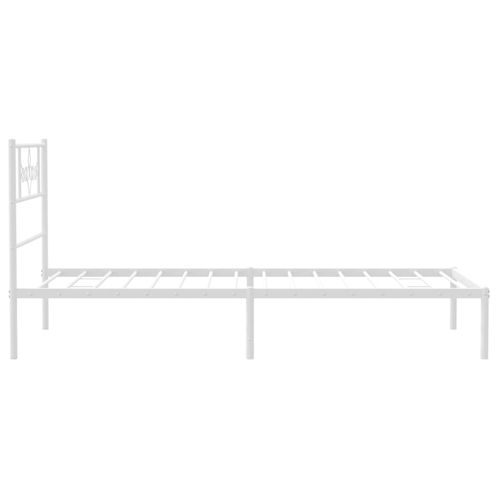 vidaXL Metal Bed Frame without Mattress with Headboard White 80x200cm