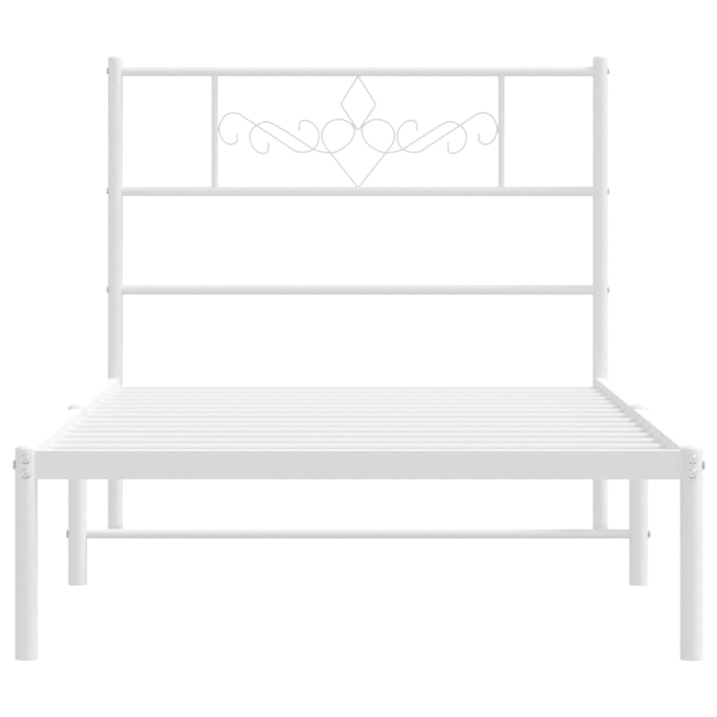 vidaXL Metal Bed Frame without Mattress with Headboard White 100x200cm