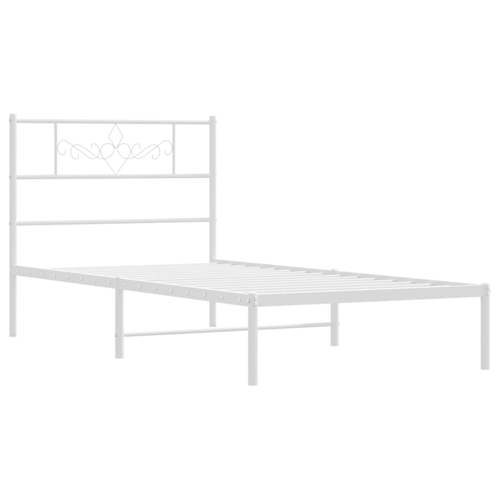 vidaXL Metal Bed Frame without Mattress with Headboard White 100x200cm