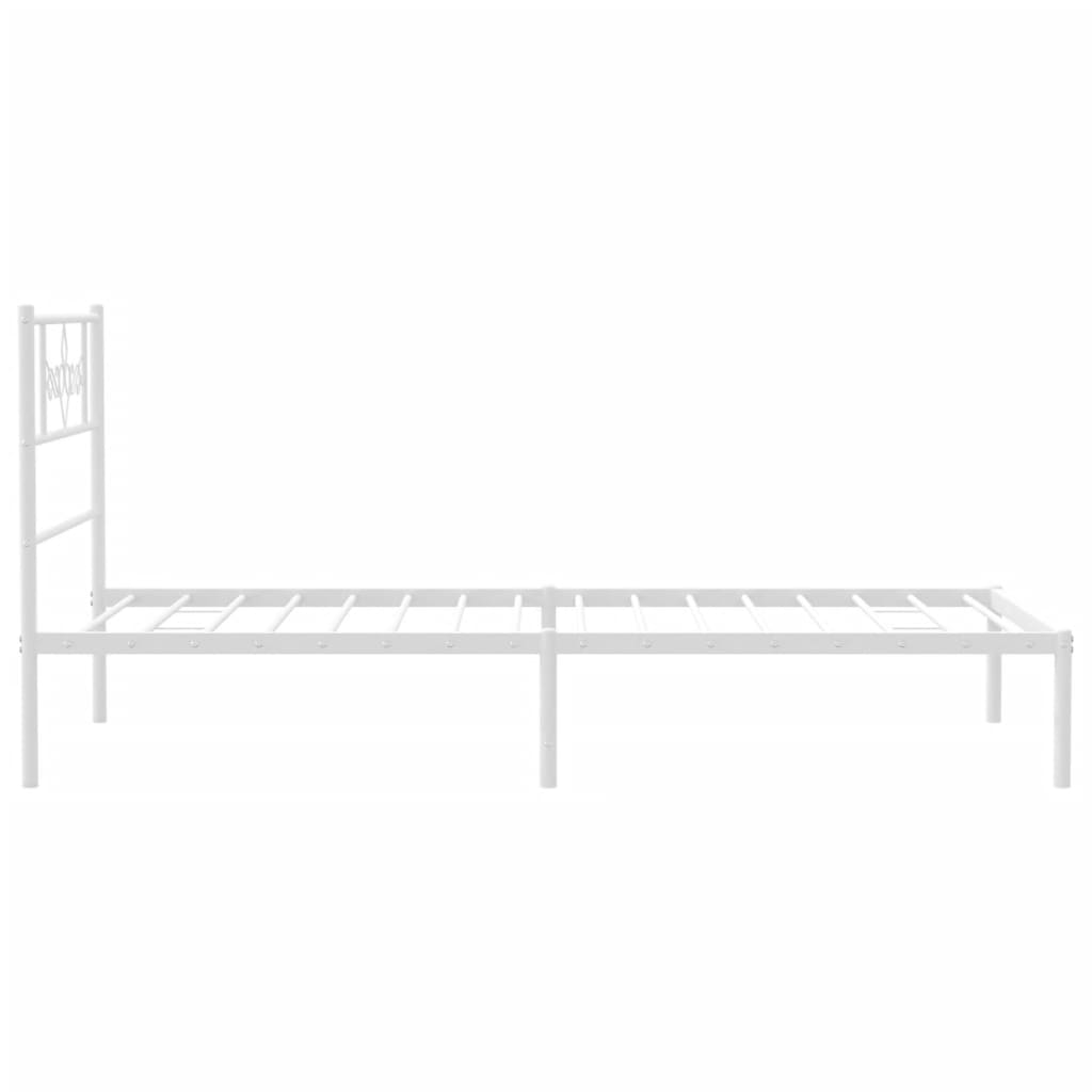 vidaXL Metal Bed Frame without Mattress with Headboard White 100x200cm