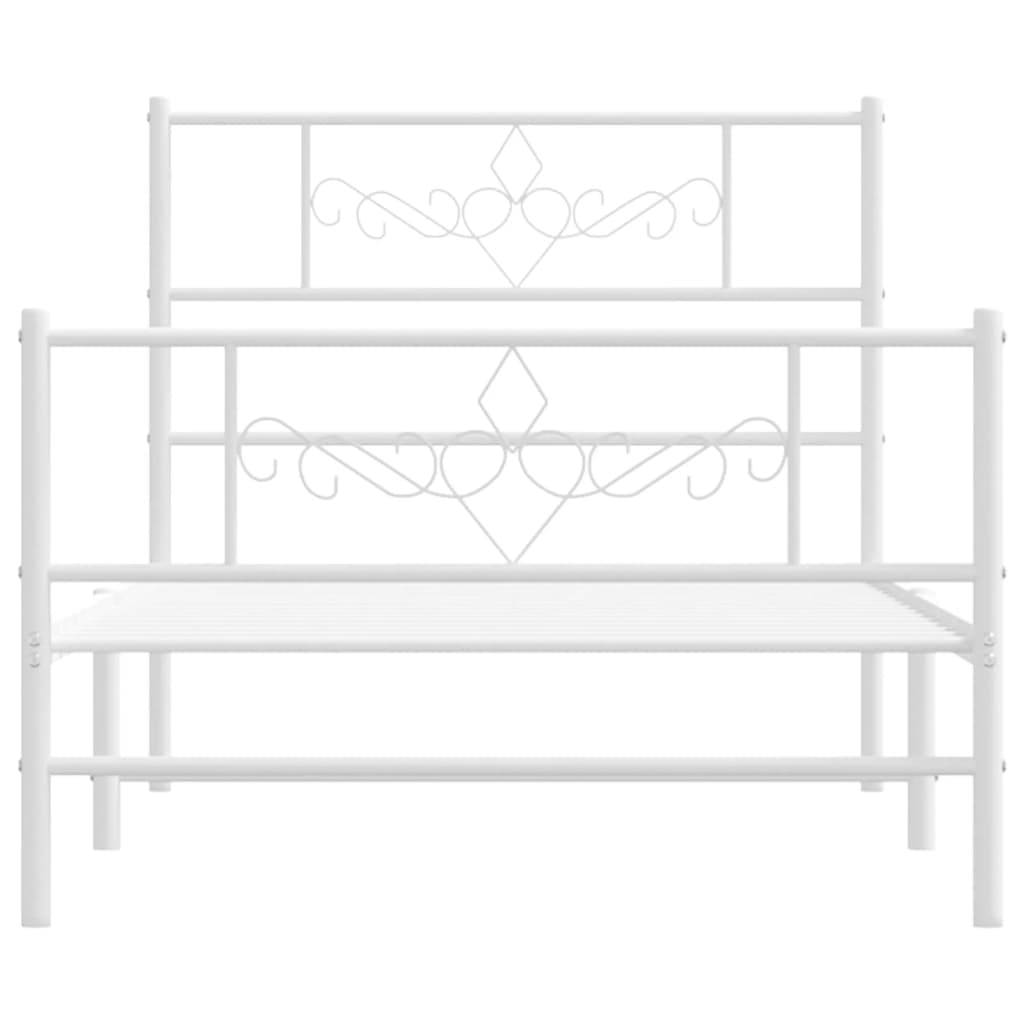 vidaXL Metal Bed Frame without Mattress with Footboard White 100x190cm