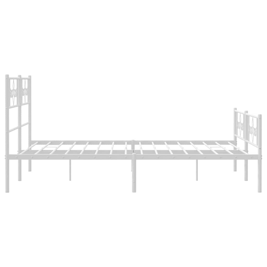 Metal Bed Frame without Mattress with Footboard White 150x200cm