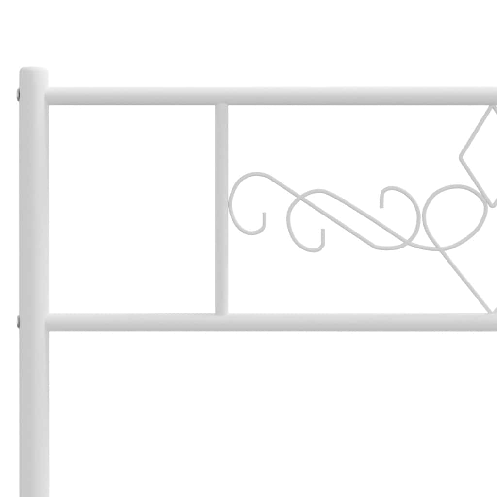Metal Bed Frame without Mattress with Footboard White 150x200cm