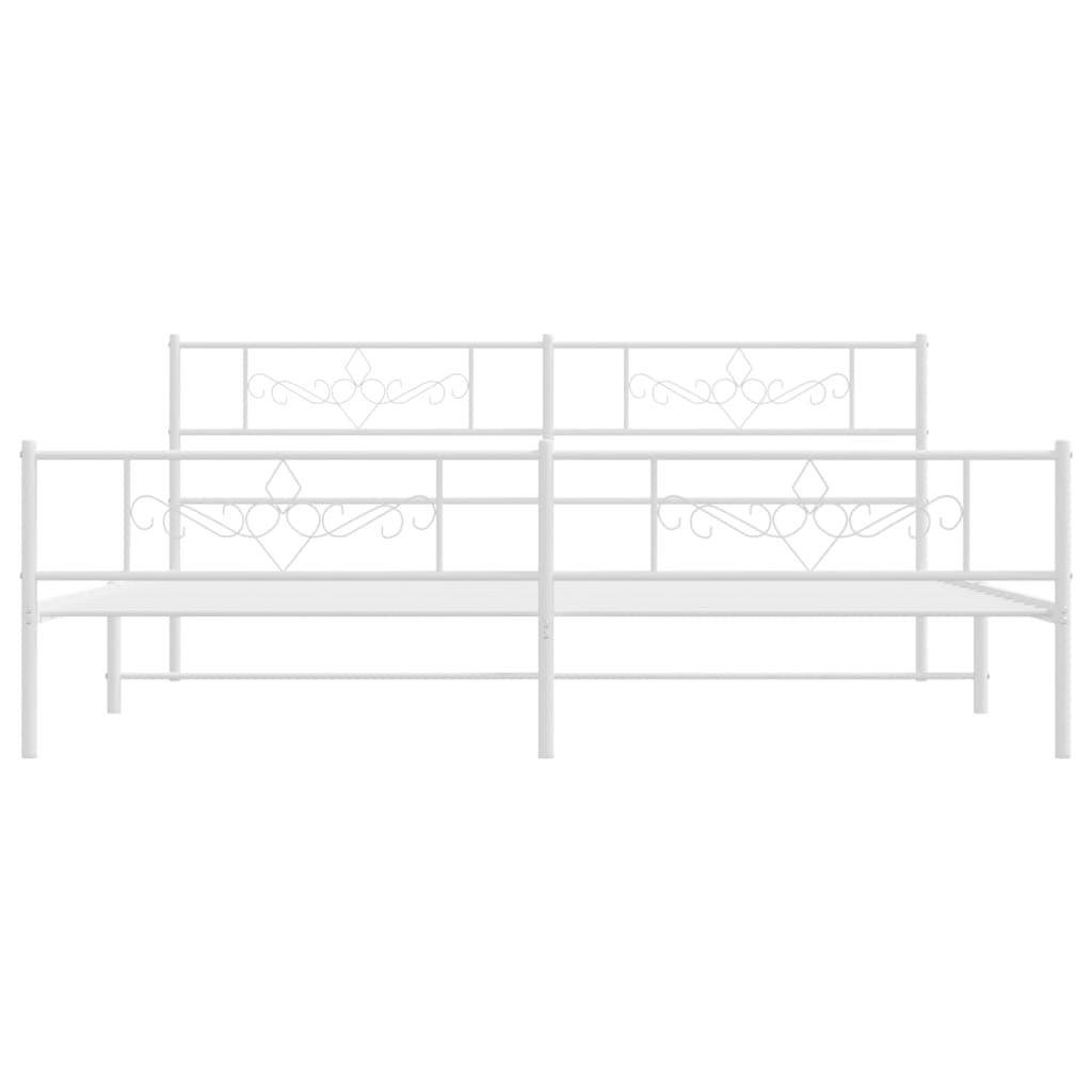 vidaXL Metal Bed Frame without Mattress with Footboard White 180x200cm