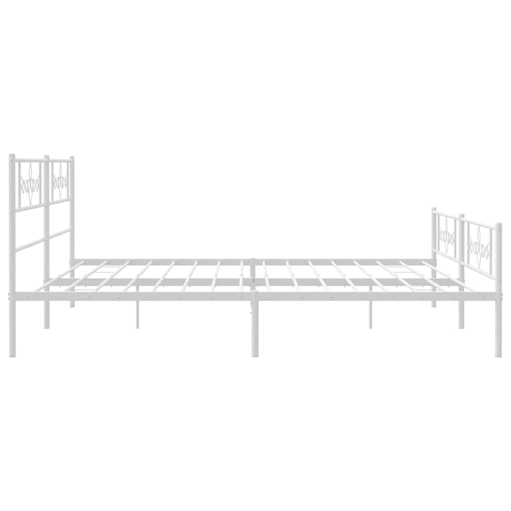 Metal Bed Frame without Mattress with Footboard White 193x203cm