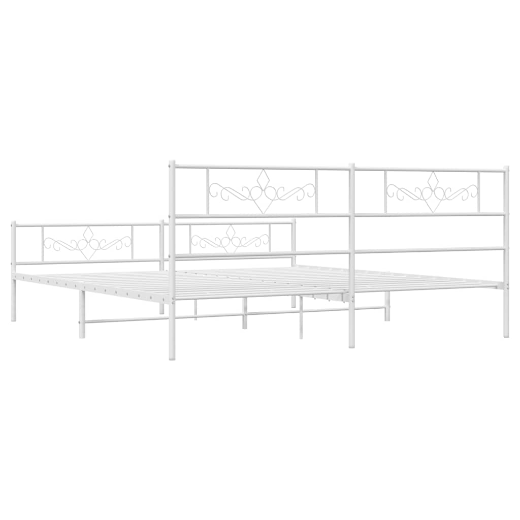 Metal Bed Frame without Mattress with Footboard White 193x203cm