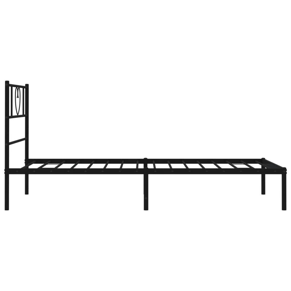 Metal Bed Frame without Mattress with Headboard Black 90x190cm