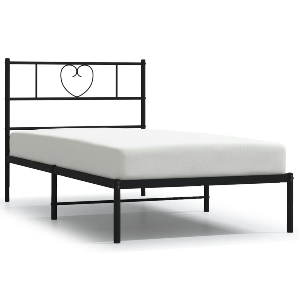 vidaXL Metal Bed Frame without Mattress with Headboard Black 100x200cm