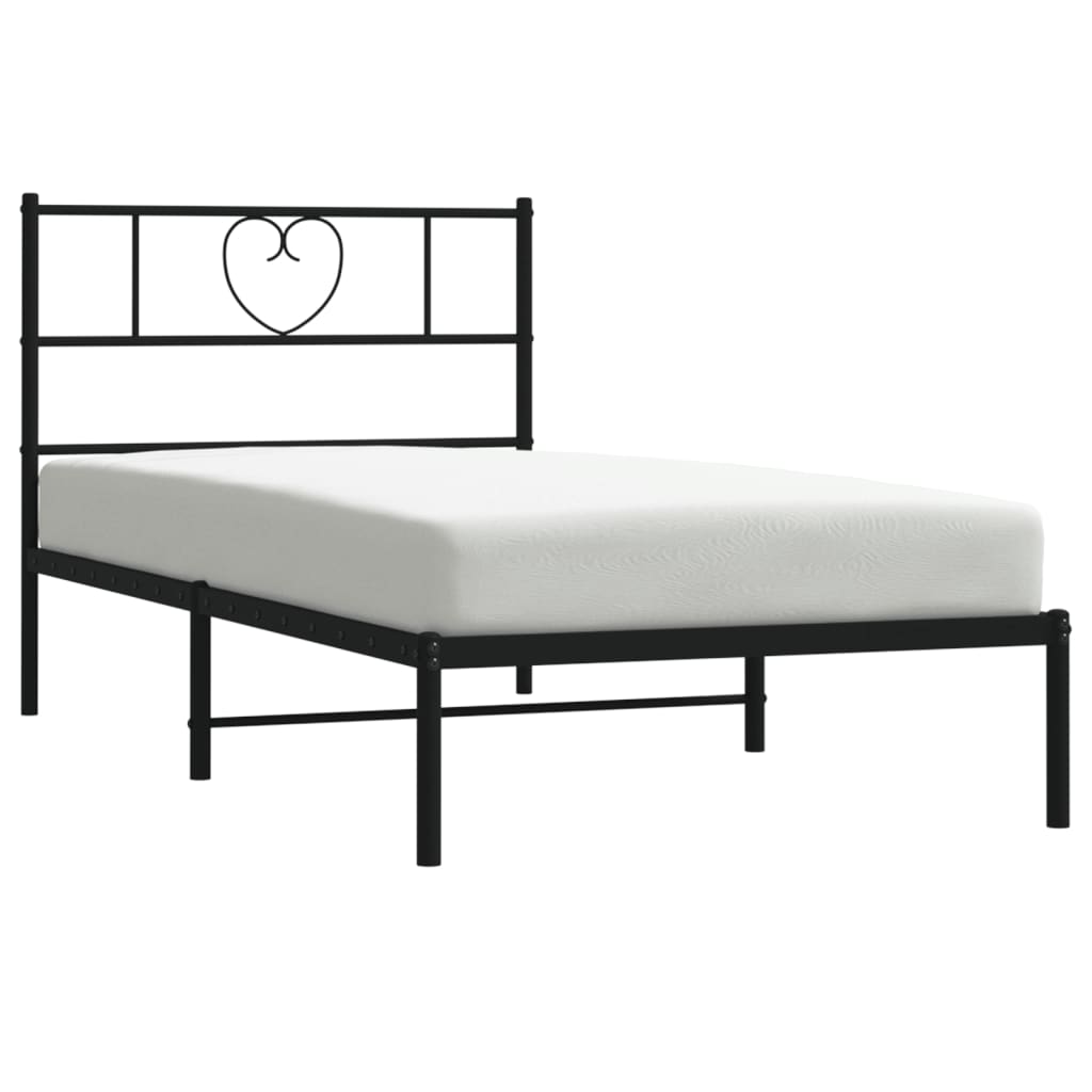 vidaXL Metal Bed Frame without Mattress with Headboard Black 100x200cm