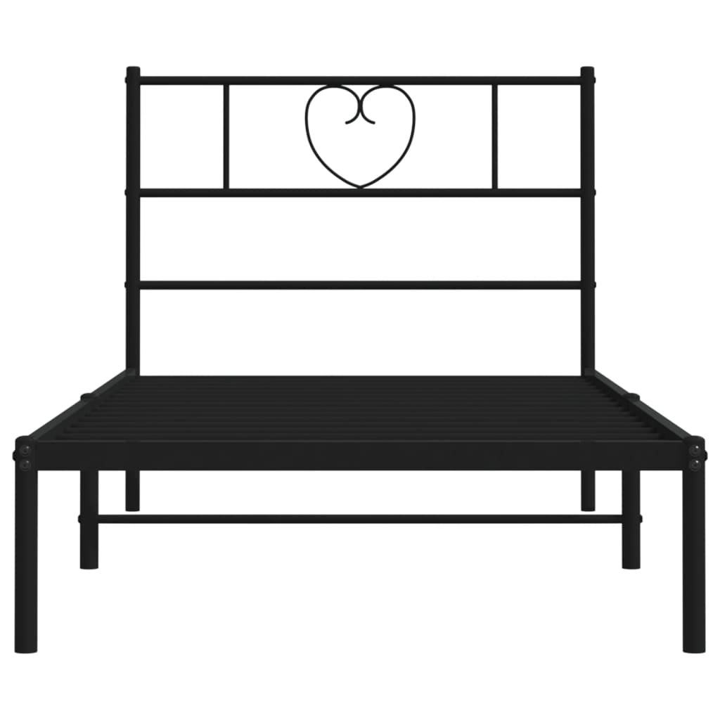 vidaXL Metal Bed Frame without Mattress with Headboard Black 100x200cm