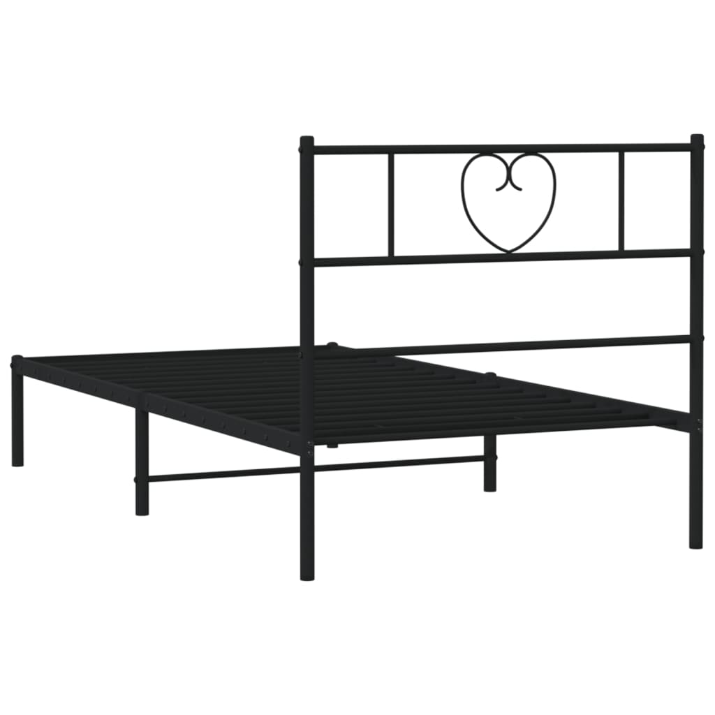 vidaXL Metal Bed Frame without Mattress with Headboard Black 107x203cm