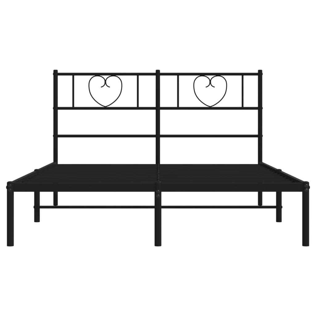 Metal Bed Frame without Mattress with Headboard Black 140x200cm