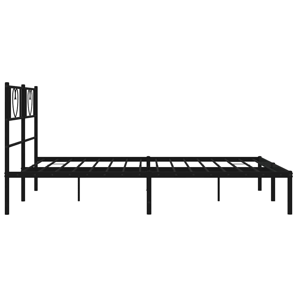 Metal Bed Frame without Mattress with Headboard Black 150x200cm