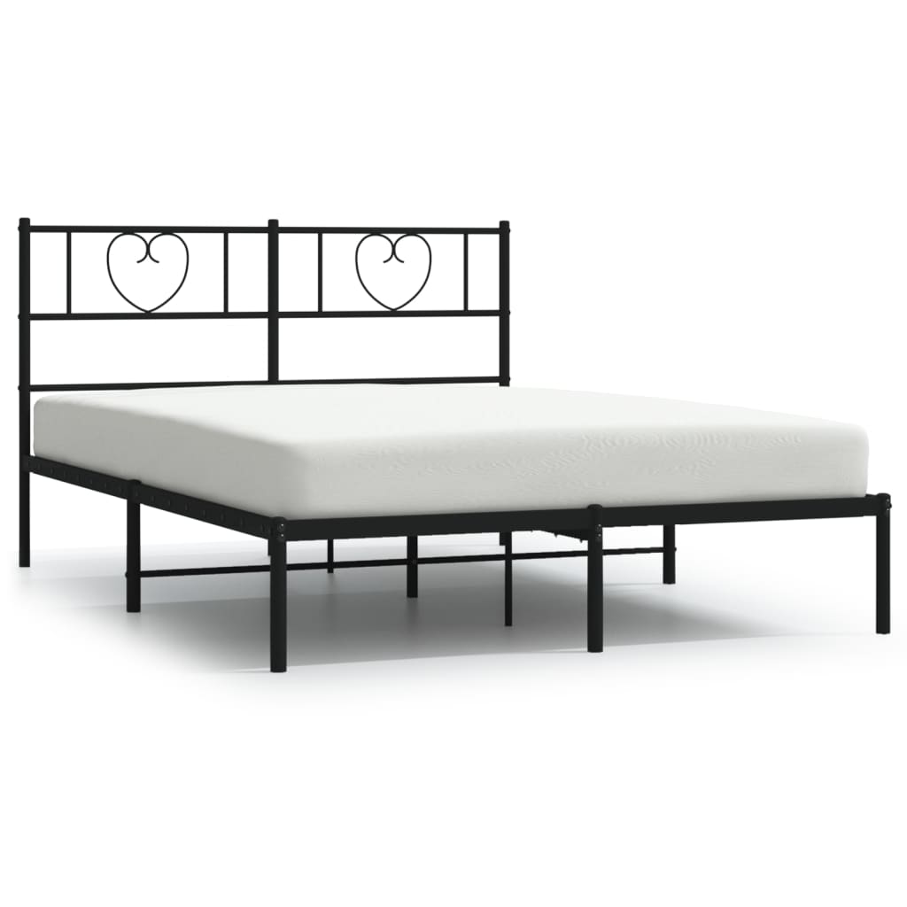 vidaXL Metal Bed Frame without Mattress with Headboard Black 160x200cm