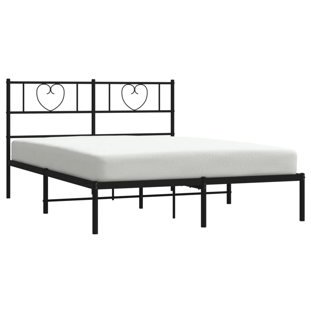 vidaXL Metal Bed Frame without Mattress with Headboard Black 160x200cm