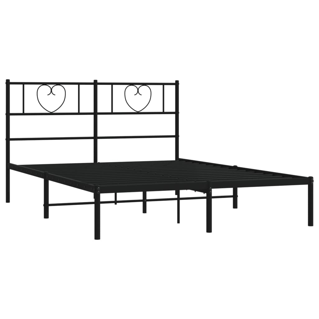 vidaXL Metal Bed Frame without Mattress with Headboard Black 160x200cm