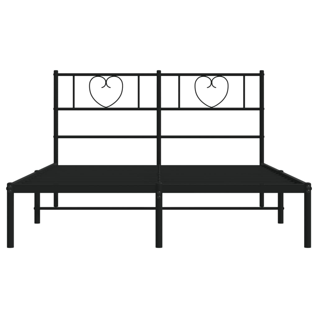 vidaXL Metal Bed Frame without Mattress with Headboard Black 160x200cm