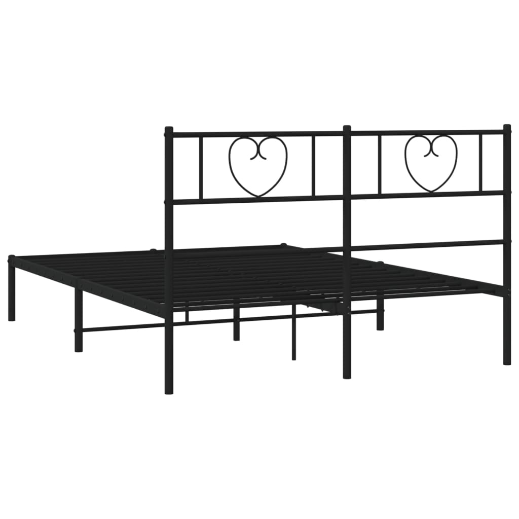 vidaXL Metal Bed Frame without Mattress with Headboard Black 160x200cm