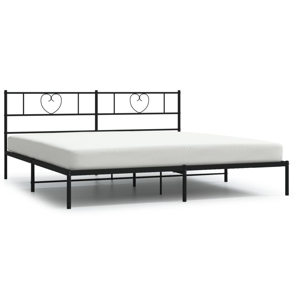 Metal Bed Frame without Mattress with Headboard Black 200x200cm