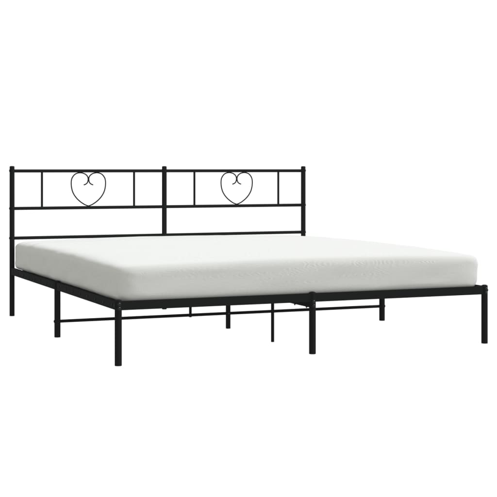 Metal Bed Frame without Mattress with Headboard Black 200x200cm