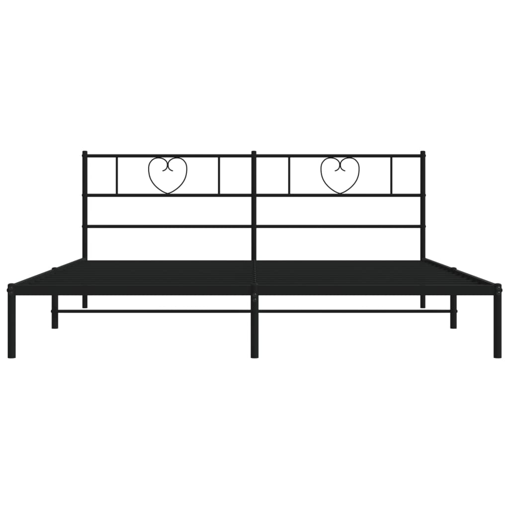 Metal Bed Frame without Mattress with Headboard Black 200x200cm