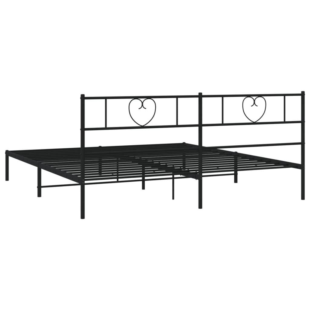Metal Bed Frame without Mattress with Headboard Black 200x200cm