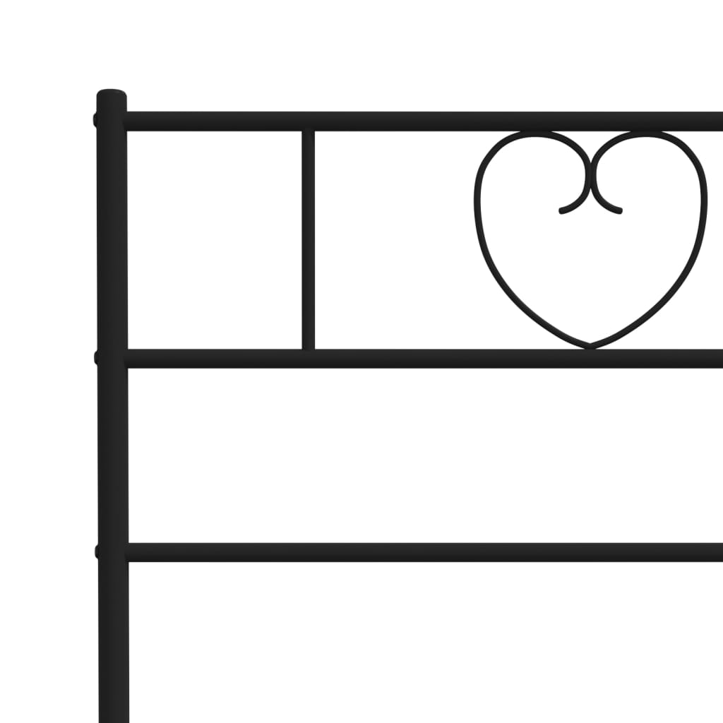 Metal Bed Frame without Mattress with Headboard Black 200x200cm