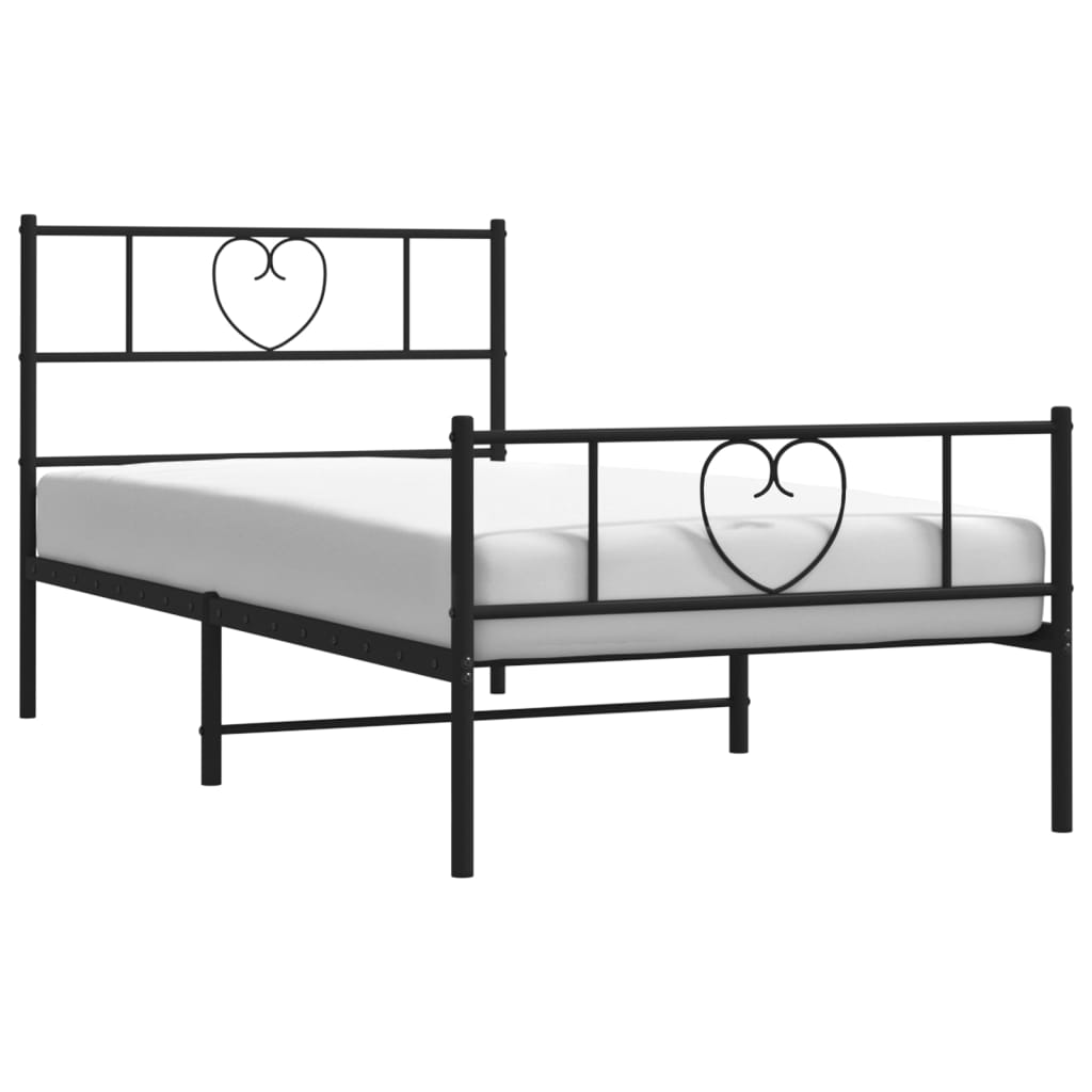 vidaXL Metal Bed Frame without Mattress with Footboard Black 100x200cm