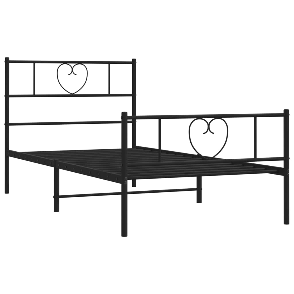 vidaXL Metal Bed Frame without Mattress with Footboard Black 100x200cm