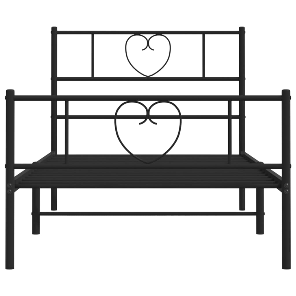 vidaXL Metal Bed Frame without Mattress with Footboard Black 100x200cm