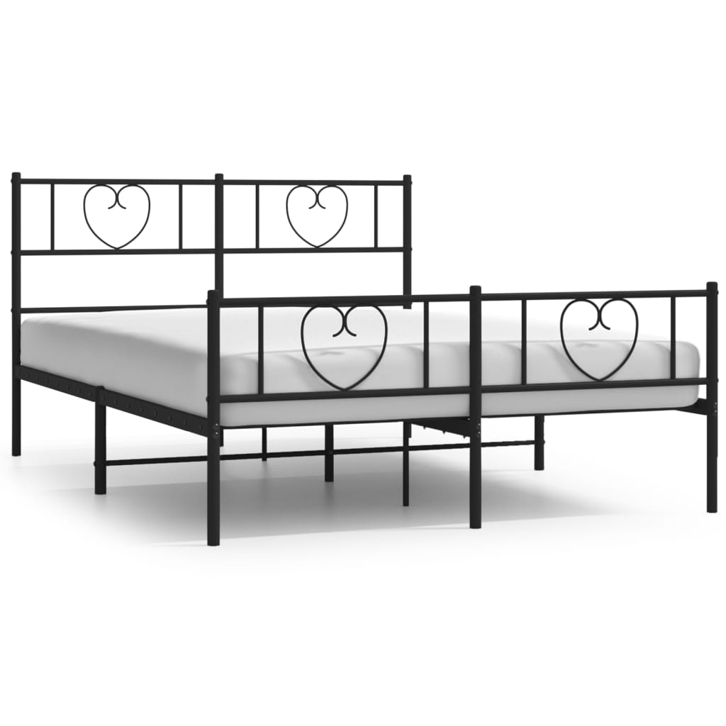 Metal Bed Frame without Mattress with Footboard Black 160x200cm