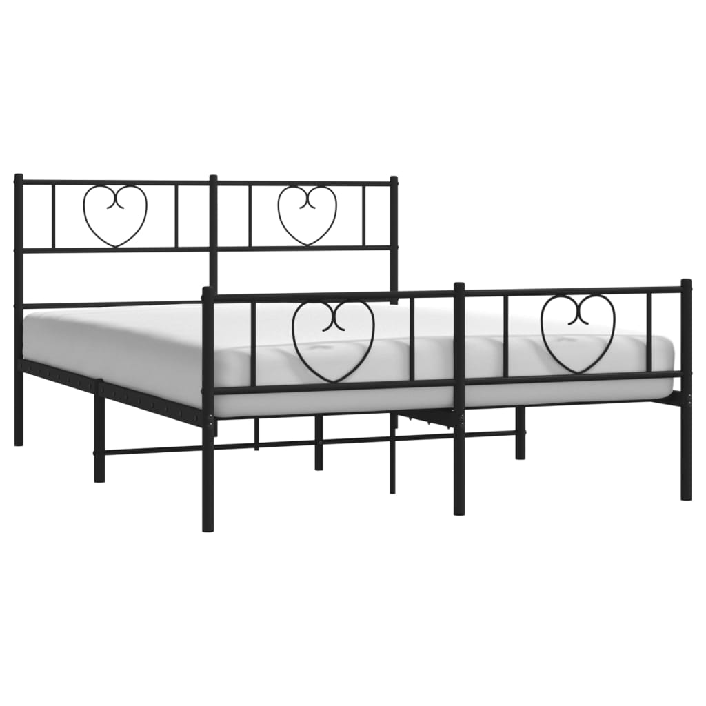 Metal Bed Frame without Mattress with Footboard Black 160x200cm