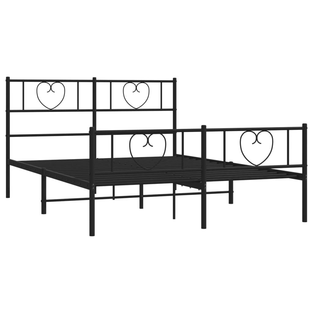 Metal Bed Frame without Mattress with Footboard Black 160x200cm