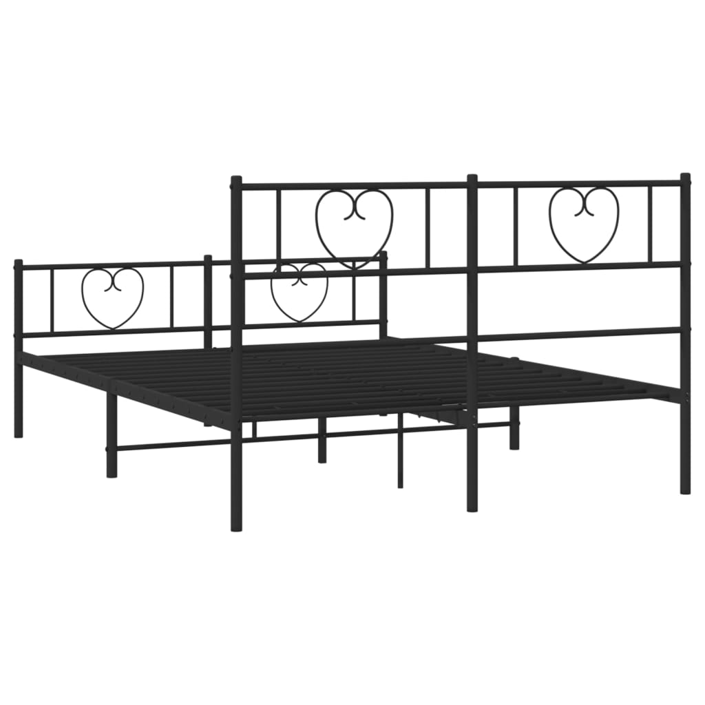 Metal Bed Frame without Mattress with Footboard Black 160x200cm